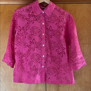 Bright Pink Floral Button-Up Shirt